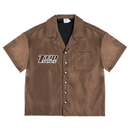 NYLON BUTTON UP SHIRT (BROWN)