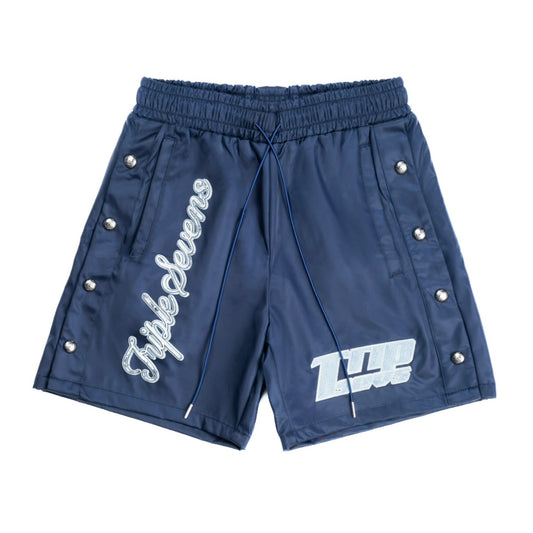 NYLON BUTTON UP SHORTS (BLUE)