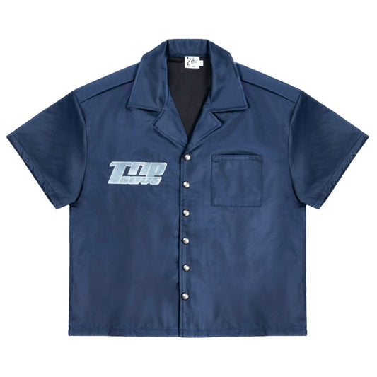 NYLON BUTTON UP SHIRT (BLUE)