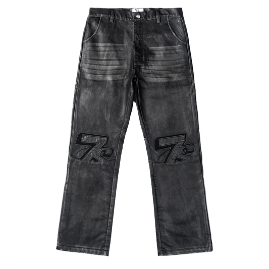 LOGO LEATHER PANTS (BLACK)