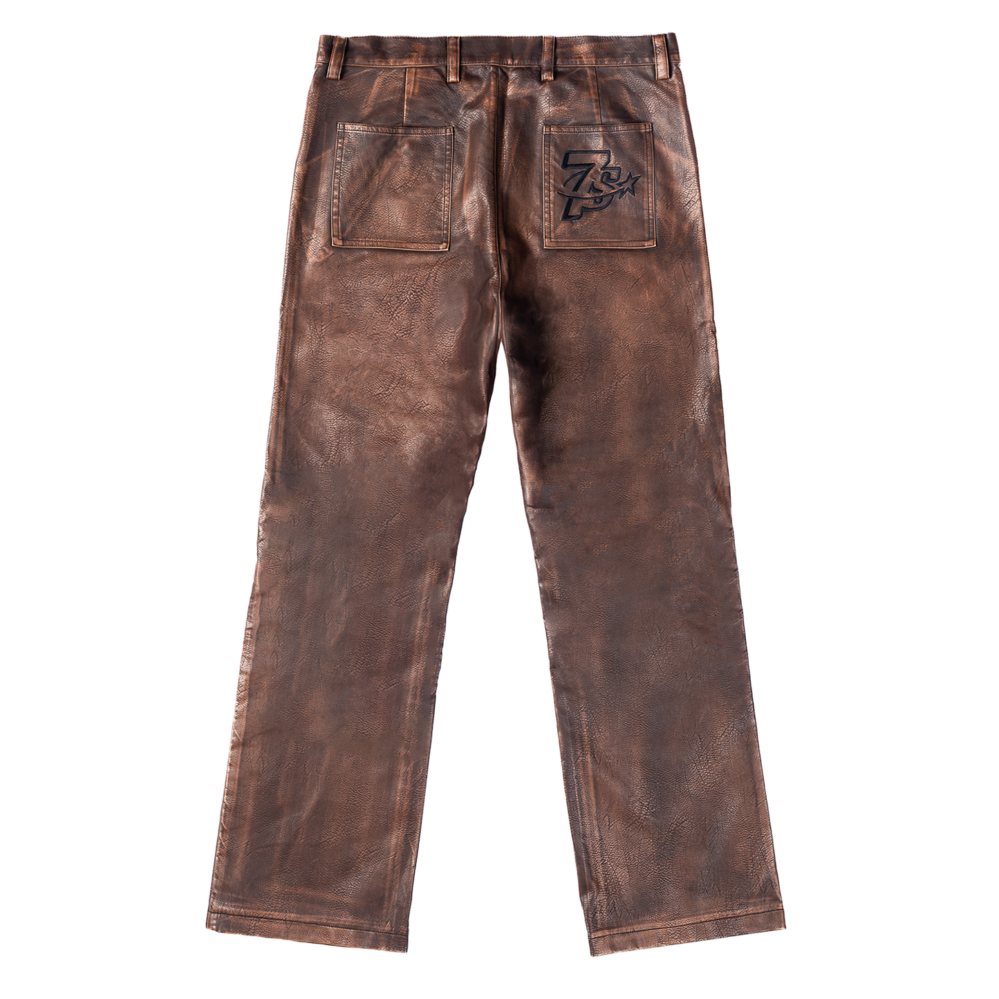 LOGO LEATHER PANTS (BROWN)