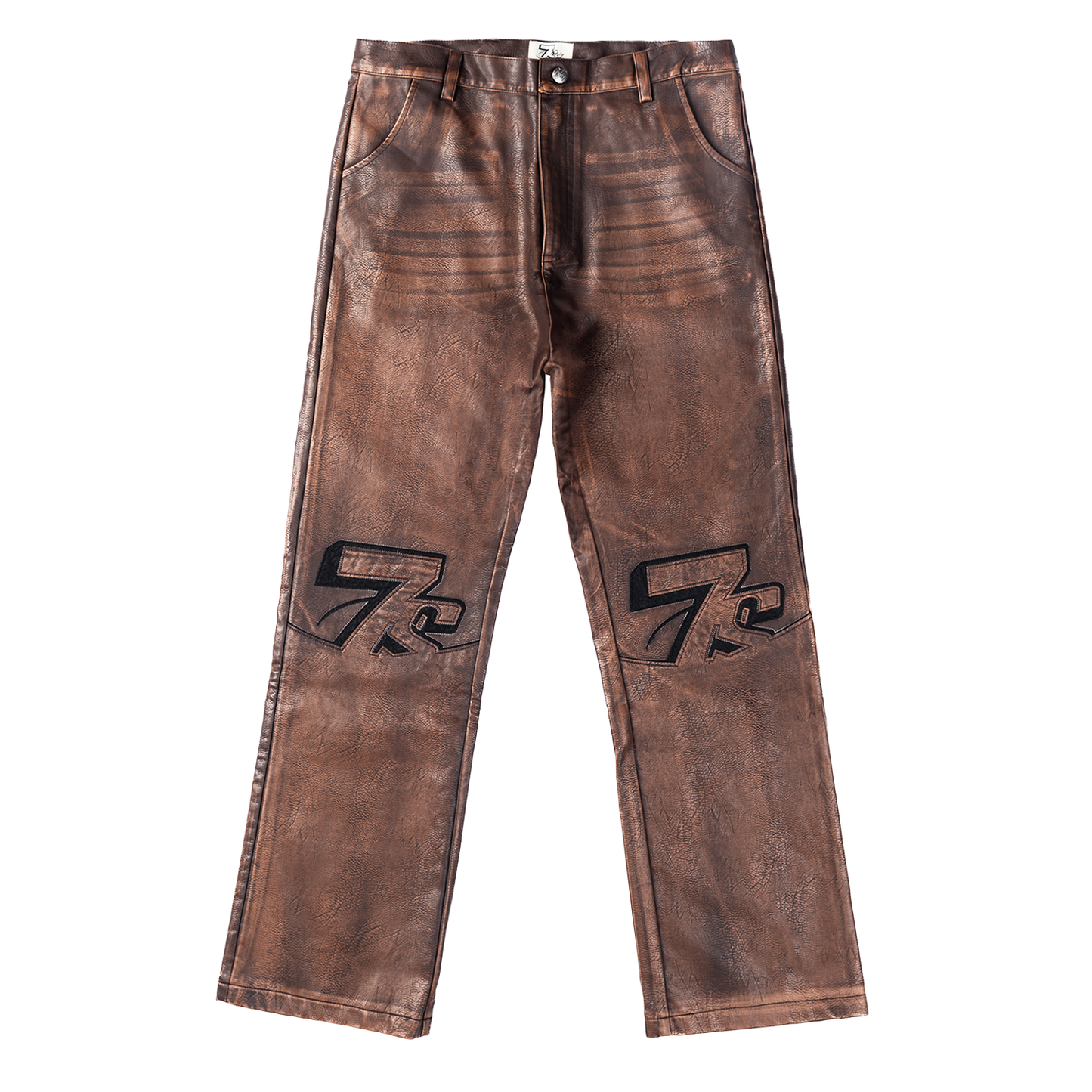 LOGO LEATHER PANTS (BROWN)