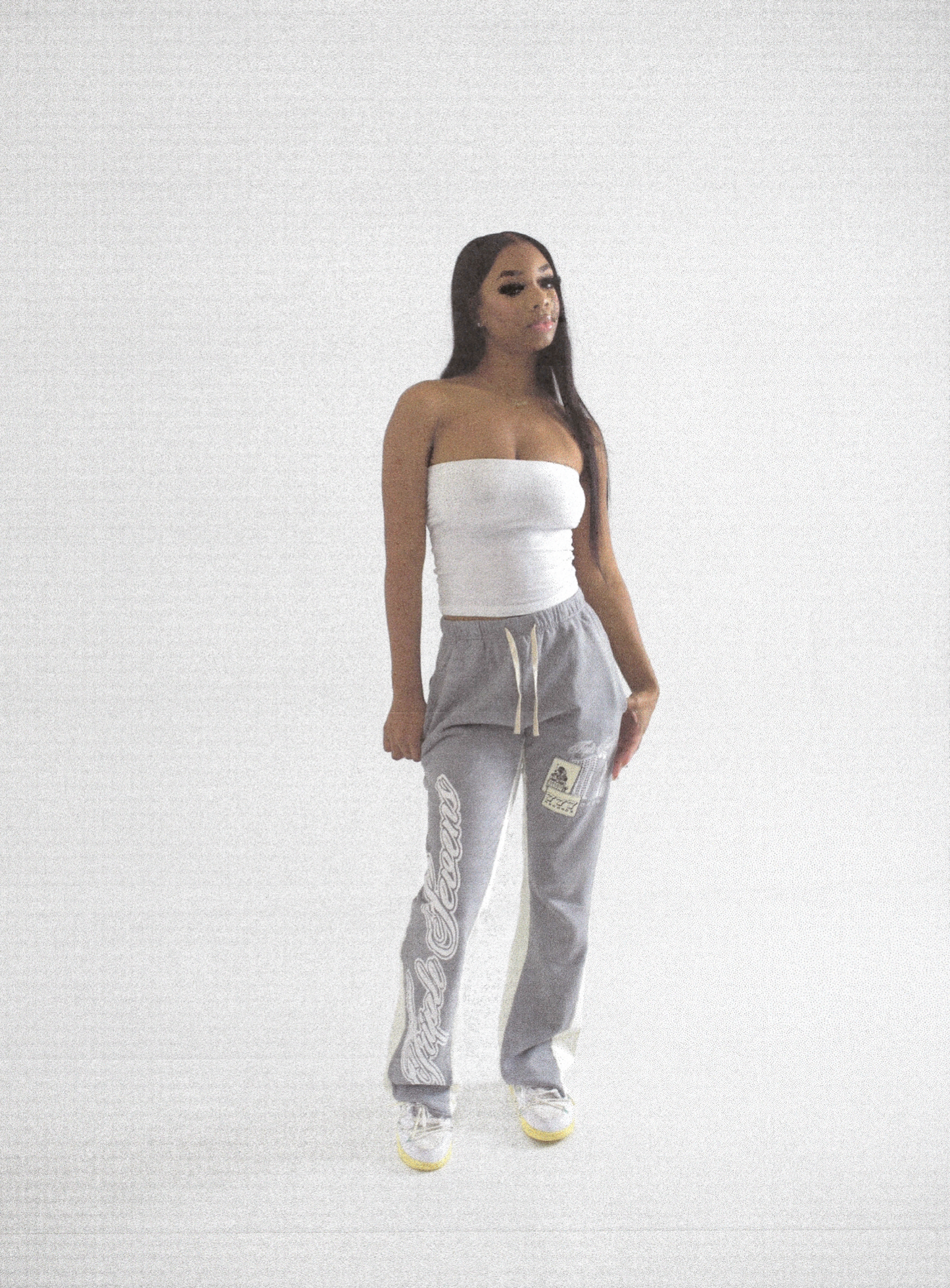 PATCHWORK SWEATPANTS (LIGHT GREY)