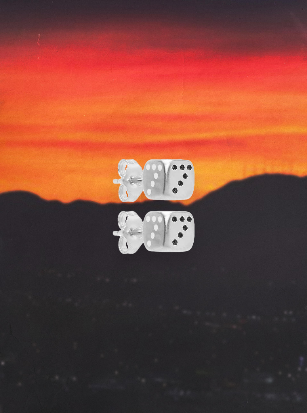 7 Dice Earring Silver Set